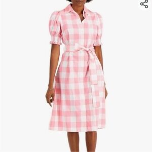 Tommy Hilfiger Pink Checkered Midi Dress Sz S
